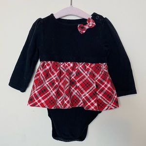 Garanimals red and black plaid onesie with skirt 12M